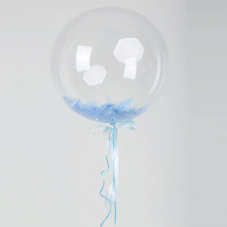 Шар Bubbles с голубыми перьями