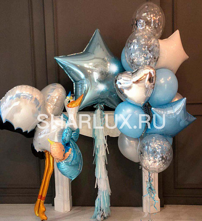 Шары на выписку для мальчика Аист