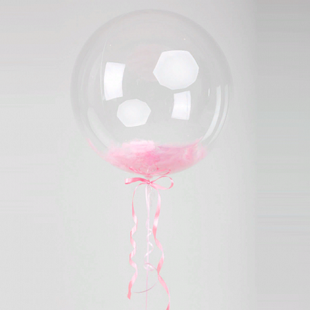 Шар Bubble с розовыми перьями