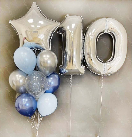 Композиция шаров со звездой на 10 лет