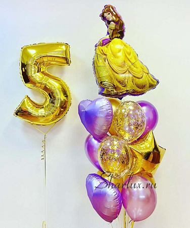 Букет шаров для девочки на 5 лет, Белль