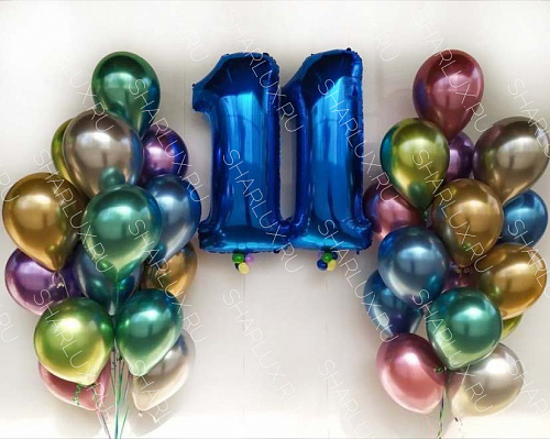 Фонтан разноцветных шаров на 11 лет мальчику